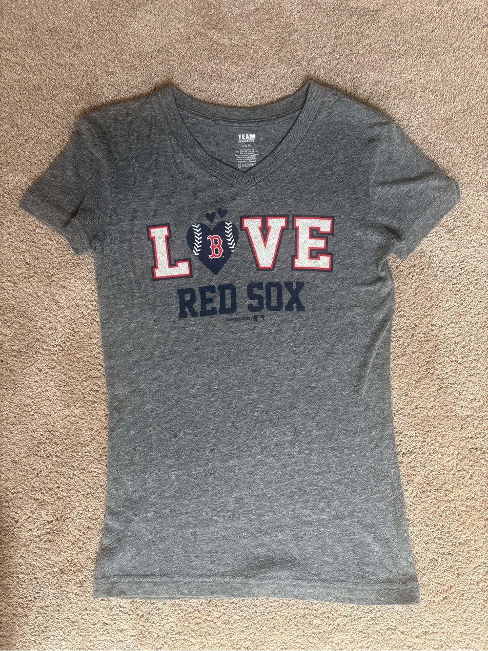Team Love Red Sox Girls' Short Sleeve Tee - Gray